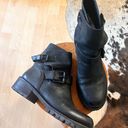 ALL SAINTS Black Leather Nubuck Moto Buckle Boots Women’s Size 37 Photo 0