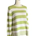 Lime Green Spring Soft Striped Pull Over Sweater. Size Large Photo 0