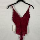 One Piece Elysse Wilde Womens Maroon Floral Hot As Hell Lace  Bodysuit Size xs Photo 1