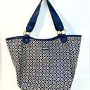 Tommy Hilfiger  Navy and Grey Monogram Jacquard Tote Bag Photo 0