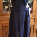 PRETTYGARDEN  Navy Blue Sleeveless Pinafore Jumpsuit Pants Ruffles Tie Back Small Photo 4