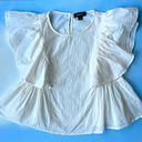 Wildfox  Ruffle Flutter Sleeves Cotton Top in Vanilla Photo 0