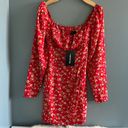 Pretty Little Thing  Red Ditsy Floral Bow Mini Dress Photo 2