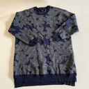 DKNY NEW  Blue Gray Wool Linen Stretch Knit Flower Print Pullover Sweater Dress Photo 0