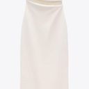 ZARA dress bodycon strapless sleeveless tailored midi white wedding party Photo 10