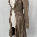 Beretti Open Front Duster Cardigan Wool Blend Sweater Buckle Taupe Womens Medium Tan Photo 4