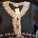 The Loft Sweater New York Vintage Lace Trim Sweater Blue Size Medium Photo 2