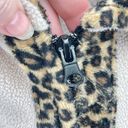 Moda Le  Womens Wrap blanket Sweater Leopard Trim Full Zip Pocket Beige Tan One S Photo 4