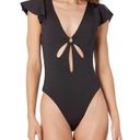 Trina Turk Women’s Monaco Flutter One Piece Black Swimsuit-Plunge Neckline 14 Photo 2