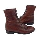 Justin  Kiltie Tassle Brown Leather Western Roper Boots Womens Size 6.5 B Lace Up Photo 7