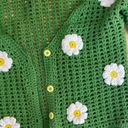 Embroidered Crochet Cardigan Green Size M Photo 1