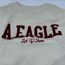 American Eagle Oversized Crew Neck Logo Sweatshirt Size M Cream Burgundy NEW Photo 2