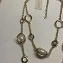 Talbots  Gold Tone Faux Pearl Statement Necklace NWT Double Strand Photo 4