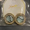 Superstar Accessories Snake Print Stud Zirconia Earrings Gold, Gray, & Black NWT Gray Photo 1