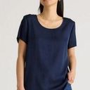 Quince Washable Stretch Silk Tee in Navy Size Small Photo 0