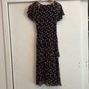 Joie  Orita Silk Flutter Sleeve Dress Midnight Navy Blue Pink Size 2 Small Photo 3