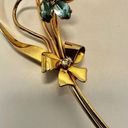 Sterling Silver Coro  craft gold plated and blue flower rhinestone vintage brooch Photo 6