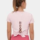 Halara  size S Pink Round Neck Short Sleeve Crisscross Split Tie Back Sports Top Photo 14