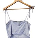 Brandy Melville  Dena Tank Top Striped Blue White Summer Tie Shoulder One Size Photo 3