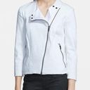 Helmut Lang  3/4 Sleeve Asymmetrical Zip Denim Moto Jacket White Women's Small Photo 0