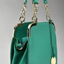 Lux teal hard bottom and side shoulder bag gold accent Photo 1