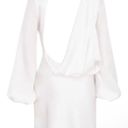 House Of CB 'Raye' Ivory Backless Draped Satin Mini Dress Photo 4