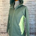 ASICS  Softshell Green Jacket Hood Full Zip Color Block Rain Water Resistant Med Photo 2