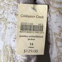 Coldwater Creek  linen blend paisley embroidered blazer jacket size 14 new! Photo 4