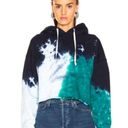 RE/DONE Originals Cropped Cotton Hoodie Teal Tie-Dye Size Small Photo 0