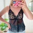 The Vintage Shop Vintage Black Mesh Babydoll Lace Tank Top Photo 0