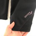 Saucony  Black Burgundy Maroon Stripe Trim Capri Capris Active Leggings Legging Photo 3