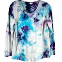 J.Jill Pure  Small Top Winter Flurry Tie Dye Handmade Gray Blue Purple Cotton 657 Photo 0