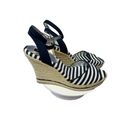 White House | Black Market  Navy White Stripe Rope Wedge size 10M Alexandra 4” Photo 7