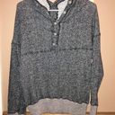 BKE Gimmicks X  Double V Neck Marled Heather Button Sweatshirt Grey Black XS Photo 2