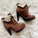 BCBGeneration  ‘Melo’ Suede Brown Leather Bootie with faux fur Photo 1