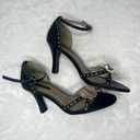 Fioni  Black Open Toe High‎ Heels with Faux Flowers Size 7 Photo 11