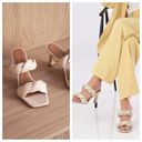 Twisted Flattered x Revolve River  Leather Heeled Sandals in Cream Photo 15