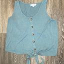 Cloud Chaser Womens Green Button Front Tie Tank Top - M Photo 1