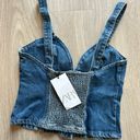 ZARA top blouse denim jeans sleeveless bandeau Photo 3