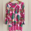 PAPPAGALLO tropical palm leaf print boho chic beach coastal knit top Size M Photo 5