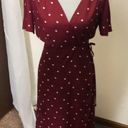 Everly womens red and white polka dot wrap around tie side maxi dress size small Photo 1