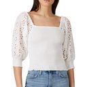 Wish The Label Frame White Shirred Eyelet Lace Cropped Blouse Lacy Ruched size L Photo 2