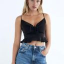 ZARA NWOT  Black Cropped Ruffle Cami Top I Size Small Photo 0