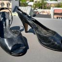 Vintage 90s Viento & Marea black leather slingback heels, size 7 retro chic Y2K Photo 3