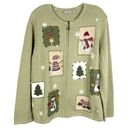 Croft & Barrow Croft Barrow Plus Size 2X Cardigan Sweater Snowman Green Full Zip Ugly 935 Photo 0