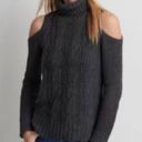 American Eagle  Outfitters Charcoal Grey Cold Shoulder Turtleneck Sweater Photo 15