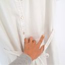 Abercrombie & Fitch  Linen Blend Shirt Dress Mini Short Sleeve White Women's M Photo 4