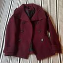 H&M Maroon Red Wool Blend Classic Pea Coat Mid Length Fitted Jacket size 4 Photo 3