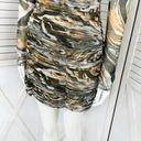 ZARA  Sheath Dress Marbled Ruched Draped Tulle Mini Khaki Green Orange Small Photo 7