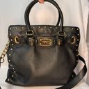 Michael Kors Black Leather Hamilton Studded Bag w/Chain Strap GUC | Designer Bag Photo 0